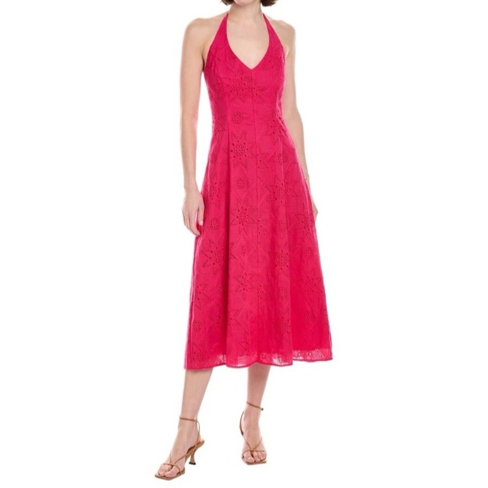 Johnny Was Jade Sze XL Eden Halter Midi Dress Rising‎ Sun Love Potion Pink Lined